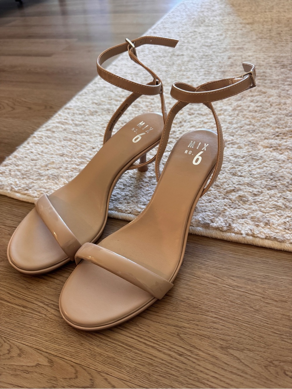 Mix No. 6 Patent Nude Ankle-Strap Heels